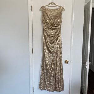 Gold Sequin Floor Length Gown